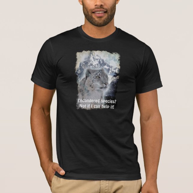 Rare Snow Leopard Endangered Species T-Shirt (Front)