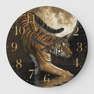 Rare Tiger & Moon Big Cat Animal-Lover Wall Clock