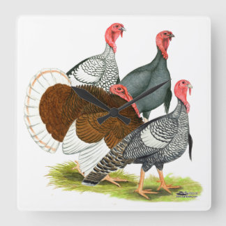 Rare Turkey Quartet Square Wall Clock