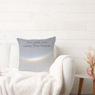 Rare Upside Down Smiling Face Rainbow Jersey Shore Cushion