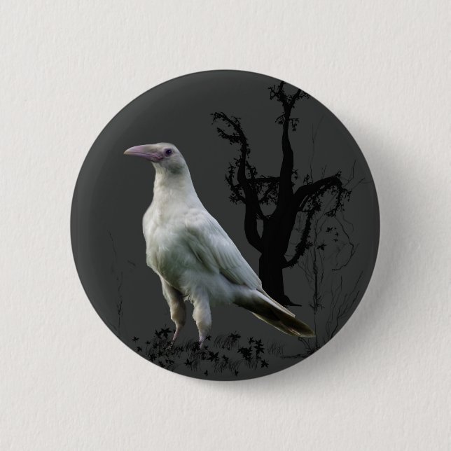 "Rare White Raven" Gifts 6 Cm Round Badge (Front)