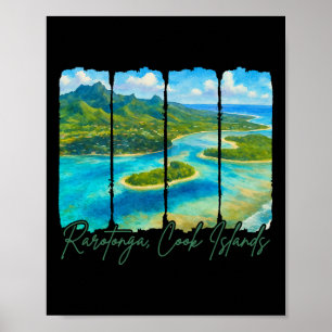 Rarotonga Cook Islands Travel Brushstroke Rarotong Poster