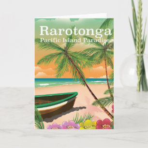 Rarotonga pacific island vintage travel poster holiday card