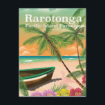 Rarotonga pacific island vintage travel poster postcard<br><div class="desc">Rarotonga island beach travel poster. pacific islands travel poster.</div>