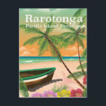 Rarotonga pacific island vintage travel poster postcard<br><div class="desc">Rarotonga island beach travel poster. pacific islands travel poster.</div>