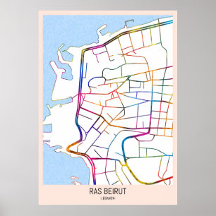 Ras Beirut Lebanon City Map Poster