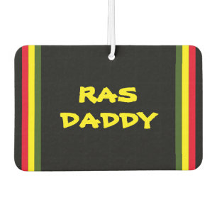 RAS DADDY Red Yellow Green Stripes on BLACK Car Air Freshener