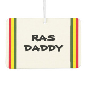 RAS DADDY   Red Yellow Green Stripes on WHITE Car Air Freshener