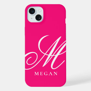 Rasberry pink monogrammed Case-Mate iPhone 15 case