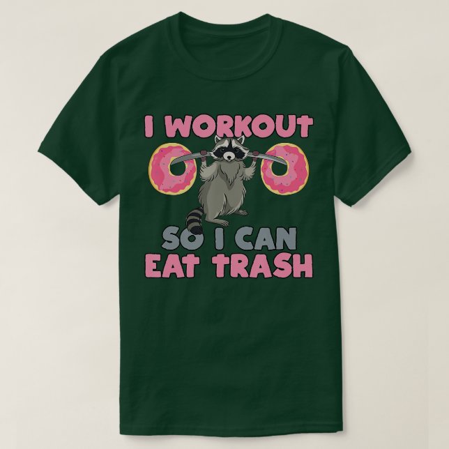 rash Eating Racoon  Funny Gym Swole Rat Weightlift T-Shirt (Design Front)