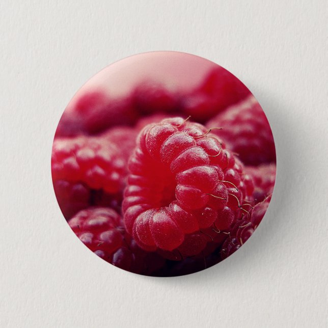 Raspberries 6 6 cm round badge (Front)