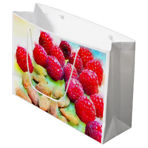 Raspberries and Almonds Watercolor Large Gift Bag