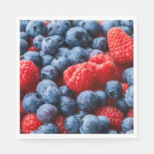 Raspberries and Blueberries Napkin