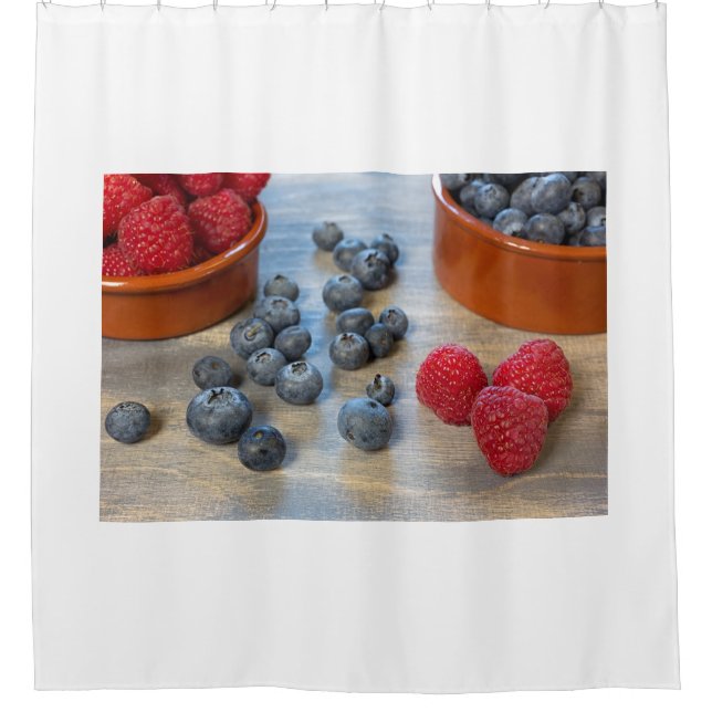 Raspberries and Blueberries Shower Curtain (Front)