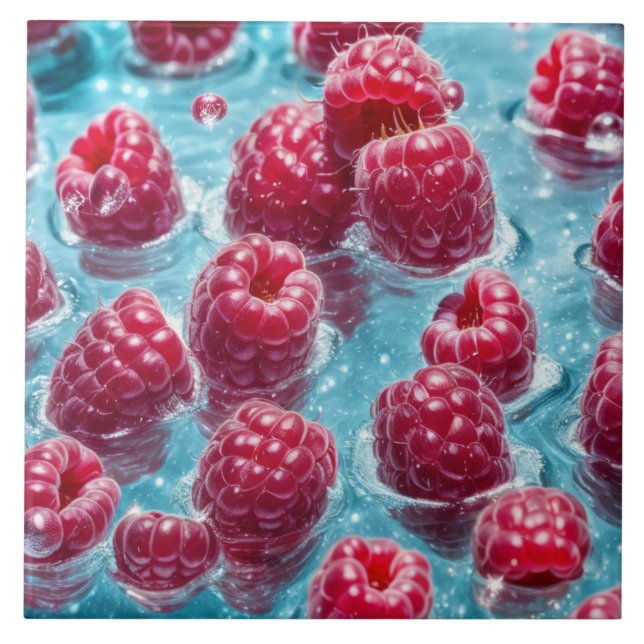 Raspberries Ceramic Tile (Front)