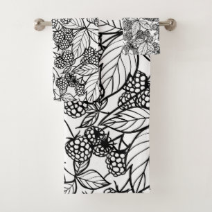 Raspberries hand drawn pattern bath towel set