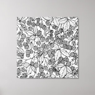 Raspberries hand drawn pattern canvas print