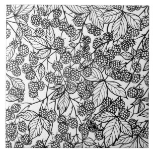 Raspberries hand drawn pattern tile
