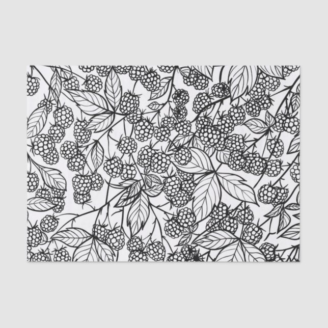Raspberries hand drawn pattern tissue paper (Front)