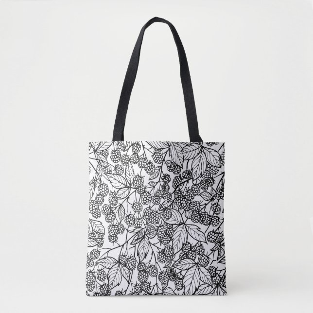 Raspberries hand drawn pattern tote bag (Front)