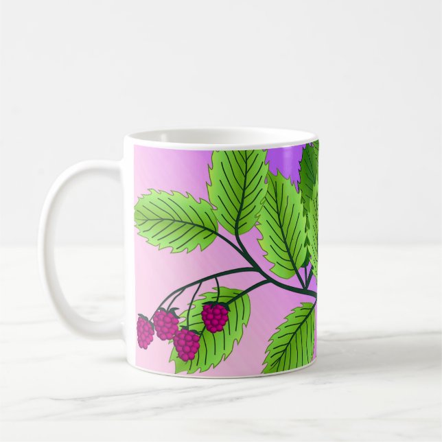 Raspberries on a branch coffee mug (Left)