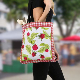 Raspberries on Red Gingham  Tote Bag