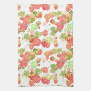 Raspberries Seamless Pattern Tea Towel