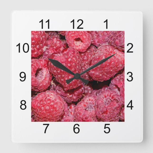 Raspberries Square Wall Clock (Front)