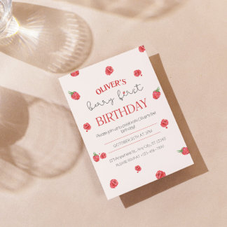 Raspberry 1st Birthday Invitation