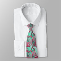 Raspberry and Aqua Paisley Pattern