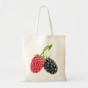 Raspberry and blackberry tote bag