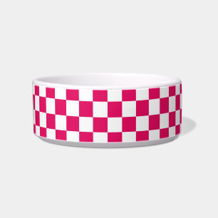 Raspberry and White Chequered Pattern Bowl