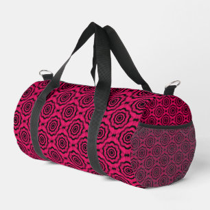 Raspberry Black Flower Seamless Pattern Duffle Bag