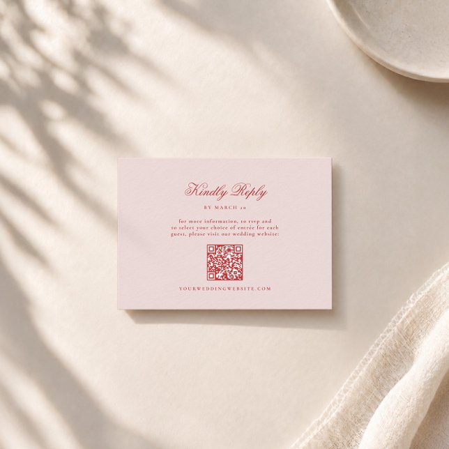 Raspberry Blush QR Code Wedding RSVP Card (Creator Uploaded)