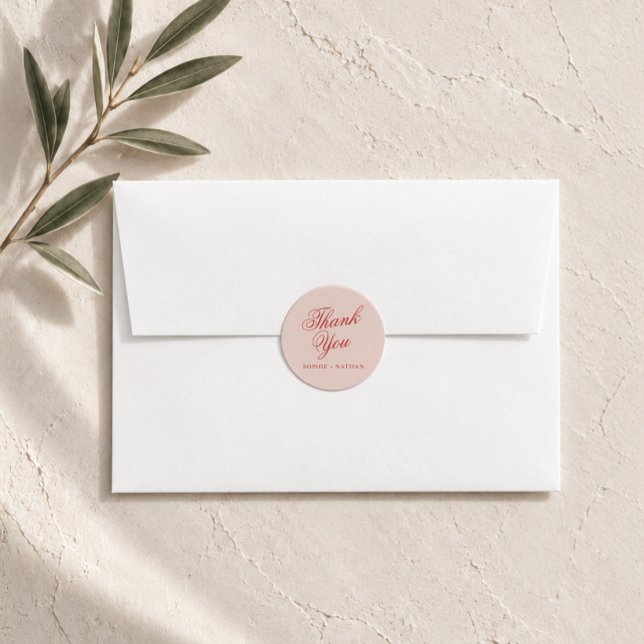 Raspberry Blush Wedding Thank You Sticker (Creator Uploaded)