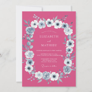 Raspberry Bold Botanical Wedding Invitation