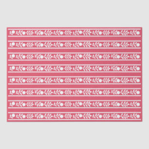 Raspberry Bone Inlay Floral Border Decoupage Paper
