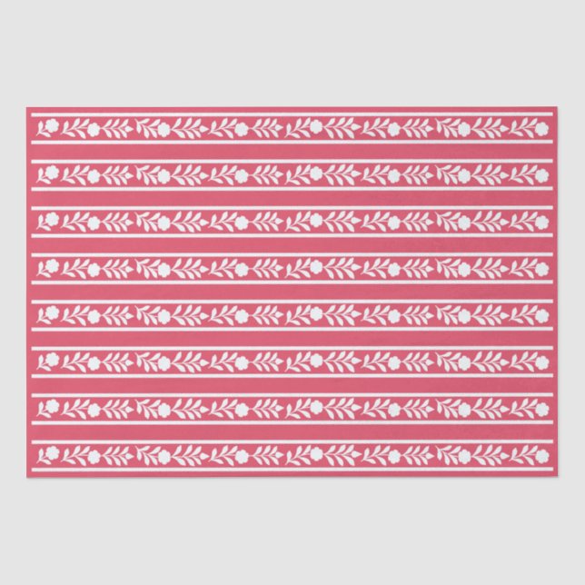 Raspberry Bone Inlay Floral Border Decoupage Paper (Front)
