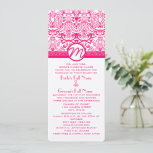 Raspberry Bright Pink Love Bird Wedding Invitation
