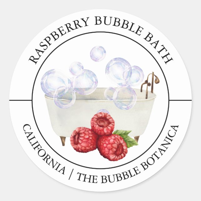 Raspberry Bubble Bath label (Front)