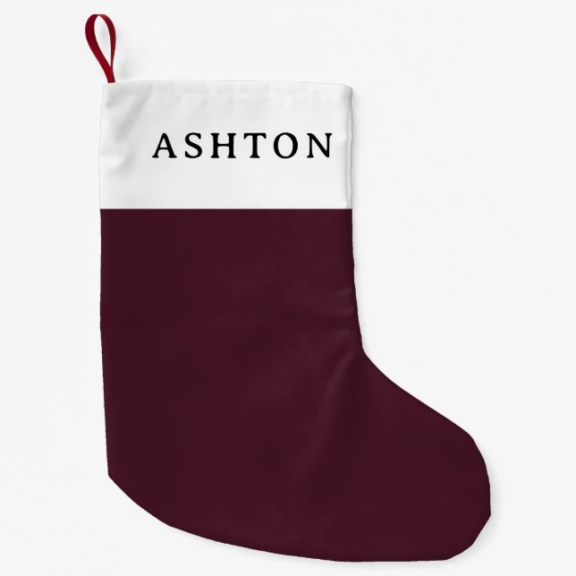 Raspberry Burgundy, Solid Burgundy  Small Christmas Stocking (Front)