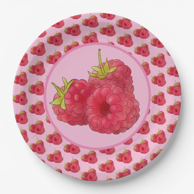 raspberry cardboard paper plate (Front)