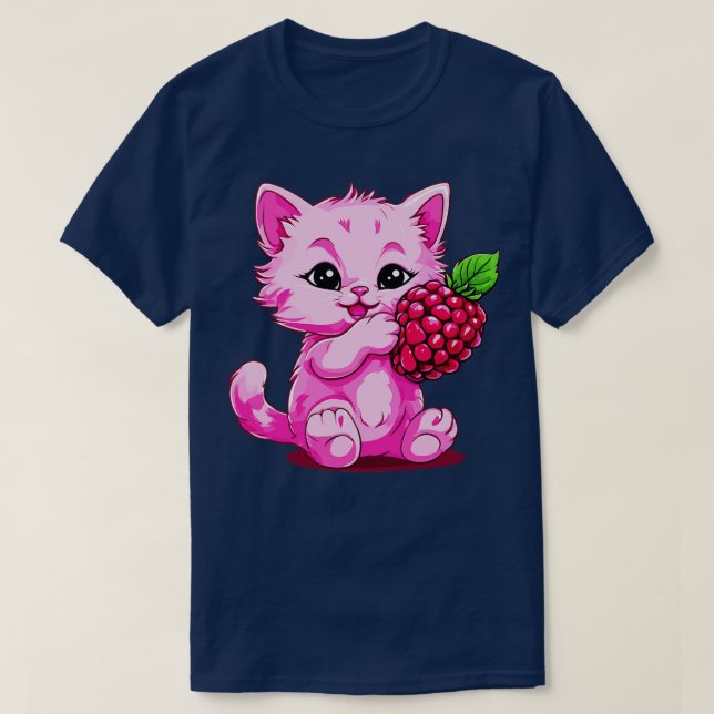 raspberry cat pink cat pink kitten 1 T-Shirt (Design Front)
