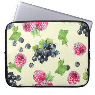 Raspberry, currant watercolor pattern laptop sleeve