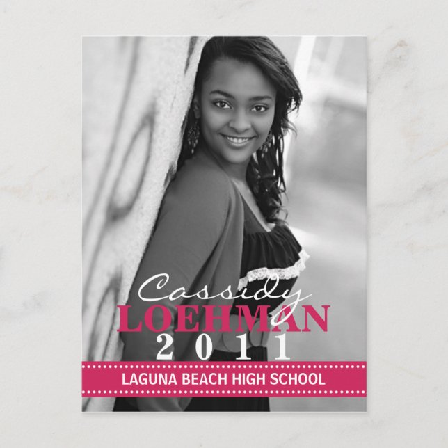 Raspberry Custom Photo Graduation Announcement Postcard (Front)