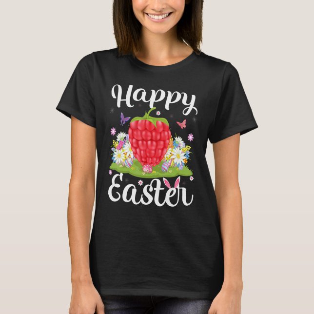 Raspberry Easter Egg Hunting Floral Raspberry East T-Shirt (Front)