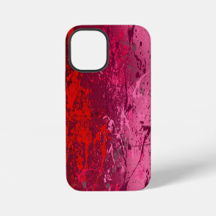 Raspberry Flurry: Abstract spatter art iPhone 12 Mini Case