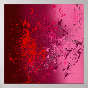 Raspberry Flurry: Abstract spatter art Poster