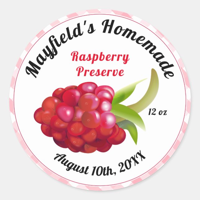 Raspberry Fruit Canning | Jam Jar Label (Front)