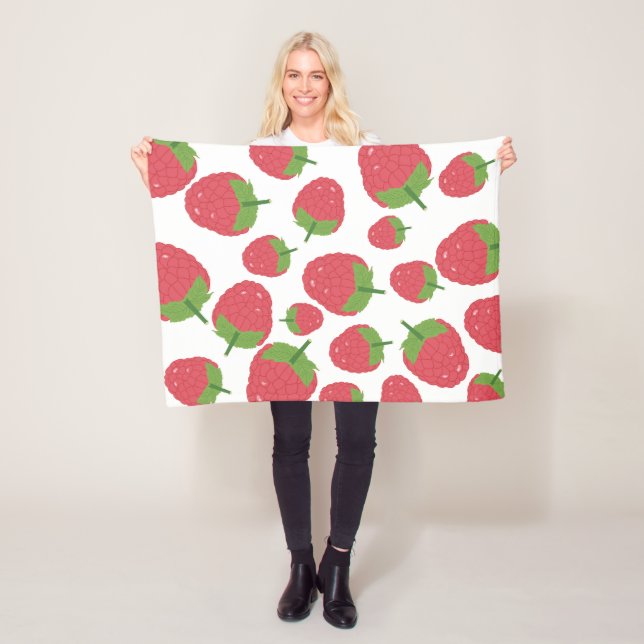 Raspberry Fruit Design Fleece Blanket (In Situ)